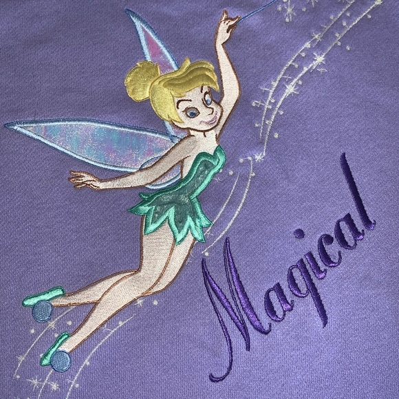 Bnwt Disney Magical Tinker Bell Fairy Embroidered SweatShirt - Picture 3 of 8